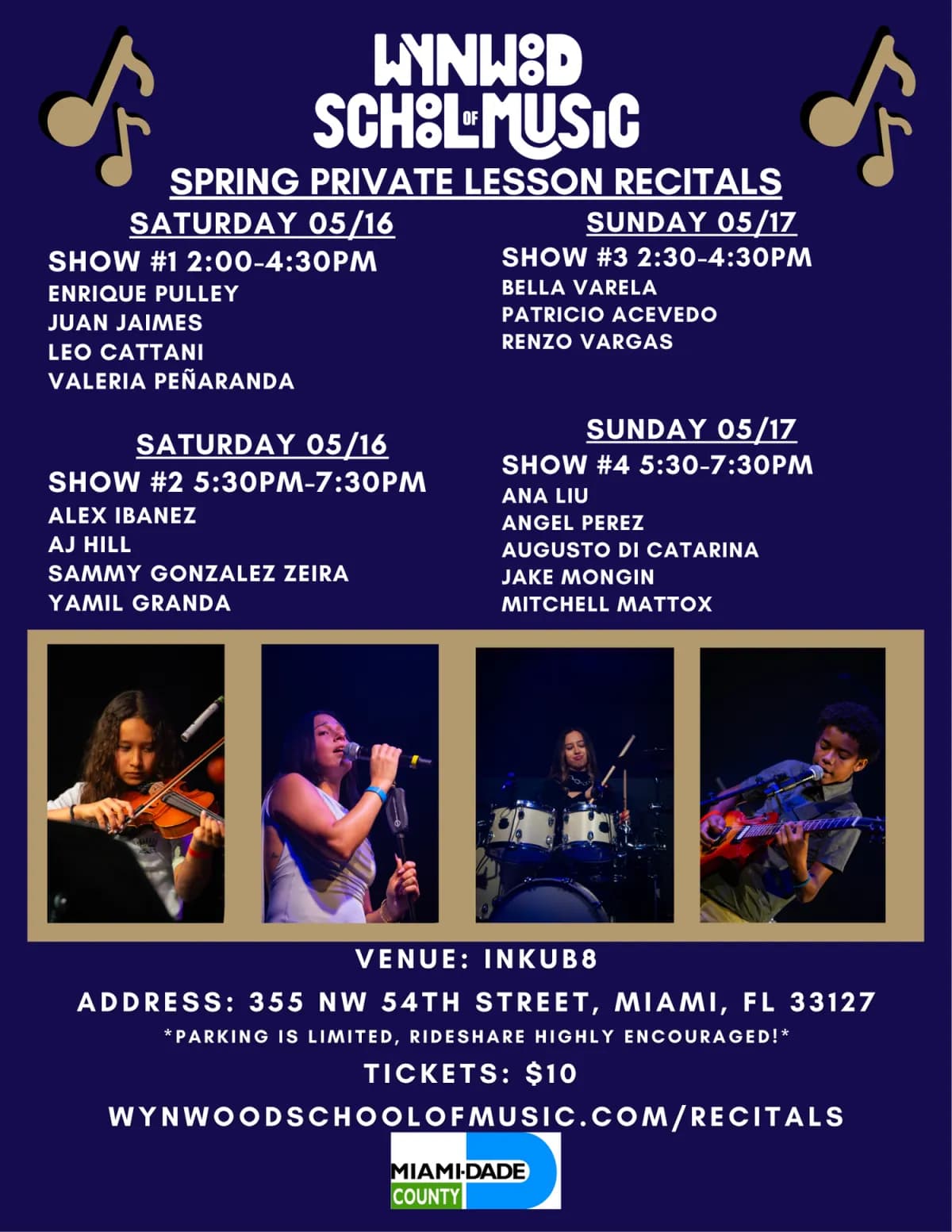 Spring 2026 Private Lesson Recitals — May 16-17 at Inkub8